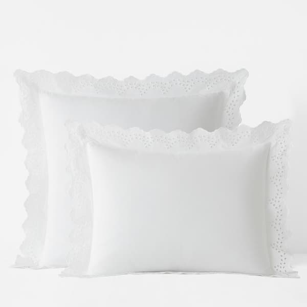 Company Cotton Eyelet Ruffle Yarn-Dyed White King Cotton Sham