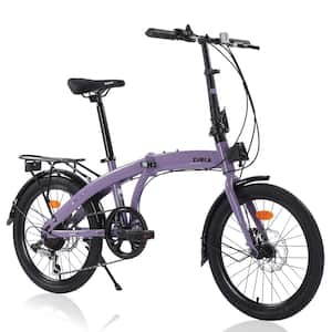 20 in. Purple Folding Bike Steel Frame 7 Speed City Bike