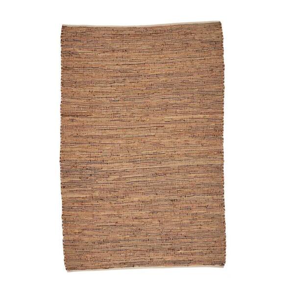 Unbranded Gisler Natural 5 ft x 8 ft. Solid Hemp and Leather Area Rug