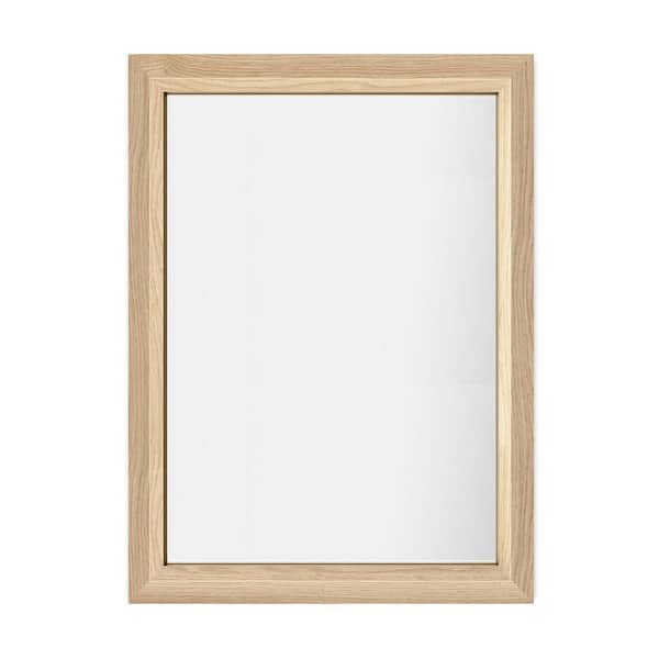 22 in. W x 30 in. H Rectangular Aluminum Alloy Framed & Tempered Glass Wall Bathroom Vanity Mirror in Light Yellow Wood