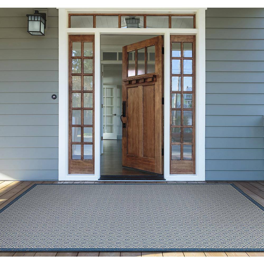 Monaco Sand-Azure 2' x 3'7" Geometric Synthetic Area Rug