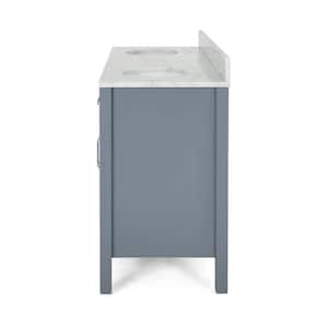 Greysen 60 in. W x 22 in. D Bath Vanity with Carrara Marble Vanity Top in Grey with White Basin