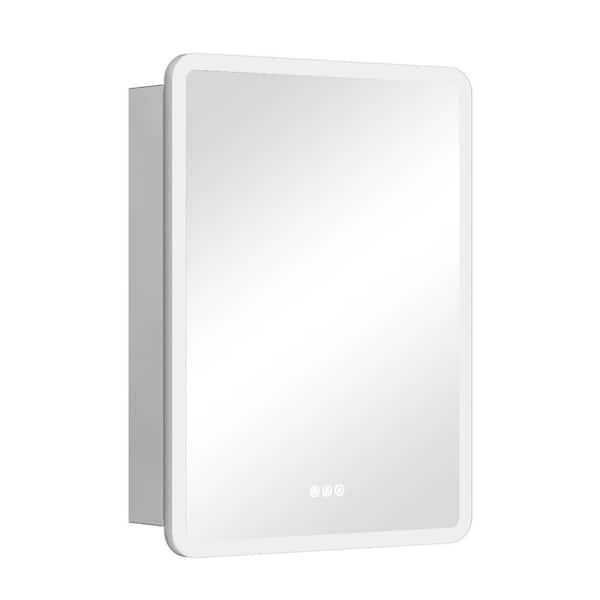 24 in. W x 32 in. H Rectangular LED Light Anti-Fog Aluminum Medicine Cabinet with Mirror Door and Adjustable Shelf