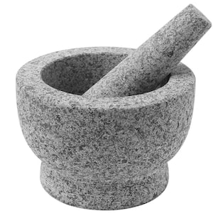 Gray Mortar and Pestle Set Unpolished Heavy Granite for Enhanced Performance and Organic Appearance