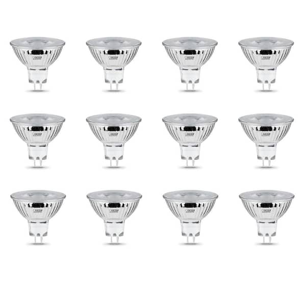 Feit Electric 20-Watt Equivalent MR16 GU5.3 Bi-Pin Dimmable Track Lighting 90+ CRI Chrome LED Flood Light Bulb, Bright White (12-Pack)