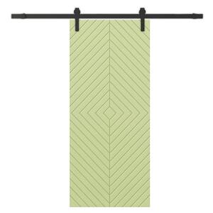 Diamond 24 in. x 80 in. Fully Assembled Sage Green Stained MDF Modern Sliding Barn Door with Hardware Kit