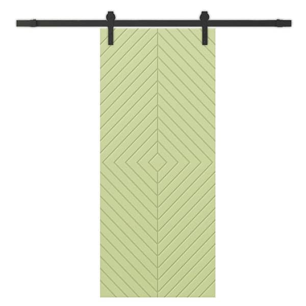CALHOME Diamond 24 in. x 84 in. Fully Assembled Sage Green Painted MDF Modern Sliding Barn Door with Hardware Kit