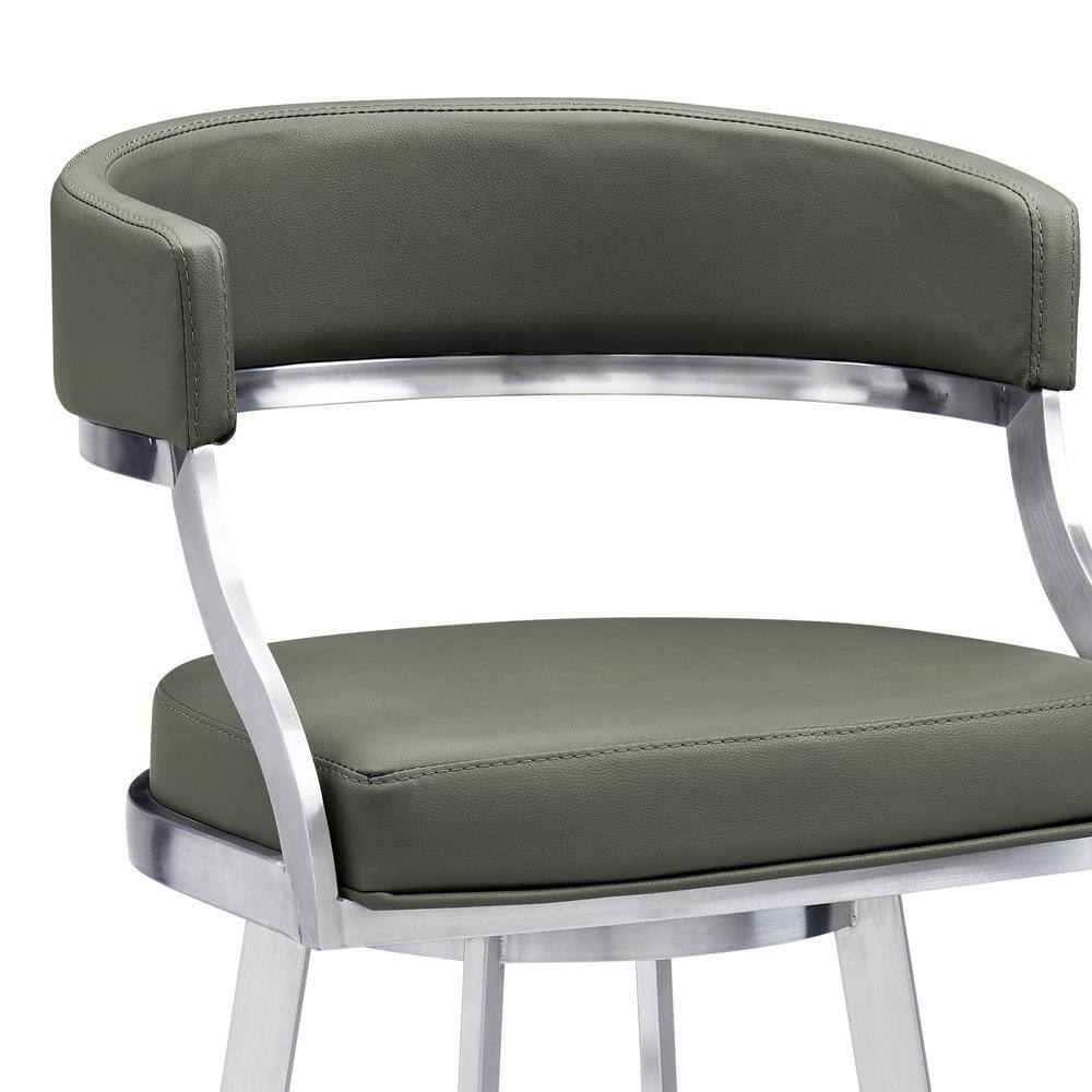 Dione 20" Gray Faux Leather Swivel Metal Bar Stool