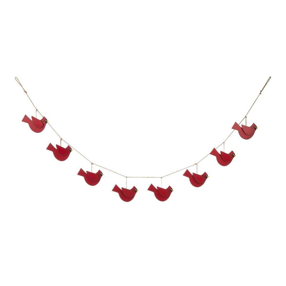 Glitzhome 6 Ft L Metal Christmas Cardinal Garland 2010300014 The Home Depot