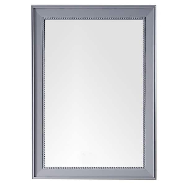 null Bristol 29 in. W x 40 in. H Small Framed Rectangular Wall Mount Bathroom Vanity Mirror in Silver Gray