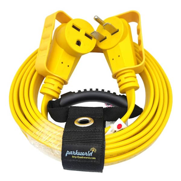 parkworld 25 ft. 10/3 30 Amp 250-Volt Indoor/Outdoor NEMA 6-30 Flat Extension Cord with Handle (6-30P to 6-30R),Yellow