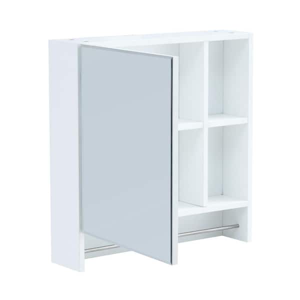 21.6 in. W x 22 in. H Rectangular White MDF Surface Mount Medicine Cabinet with Mirror, with Towels Bar