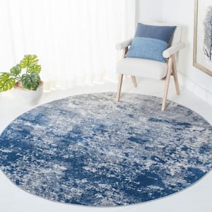 Brentwood Gray/Navy 5 ft. x 5 ft. Round Abstract Area Rug