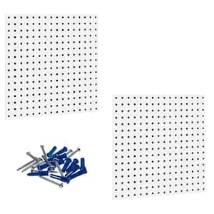 (2) 24 in. W x 24 in. H x 9/16 in. D White Epoxy, 18-Gauge Steel Square Hole Pegboards