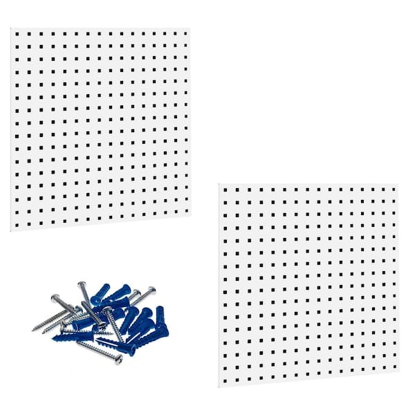 Triton Products (2) 24 in. W x 24 in. H x 9/16 in. D White Epoxy, 18-Gauge Steel Square Hole Pegboards