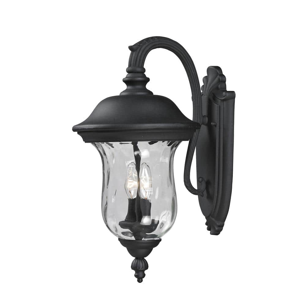 Armstrong Black Outdoor Hardwired Lantern Wall Sconce with No Bulbs Include
