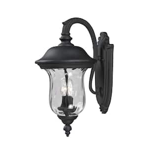Armstrong Black Outdoor Hardwired Lantern Wall Sconce with No Bulbs Included