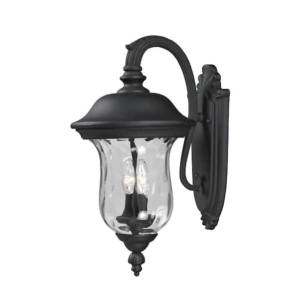 Unbranded Armstrong Black Outdoor Hardwired Lantern Wall Sconce with No Bulbs Included
