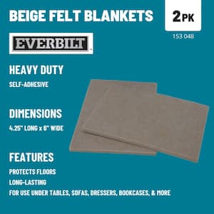4-1/4 in. x 6 in. Beige Rectangular Felt Heavy-Duty Self-Adhesive Furniture Sheet (2-Pack)