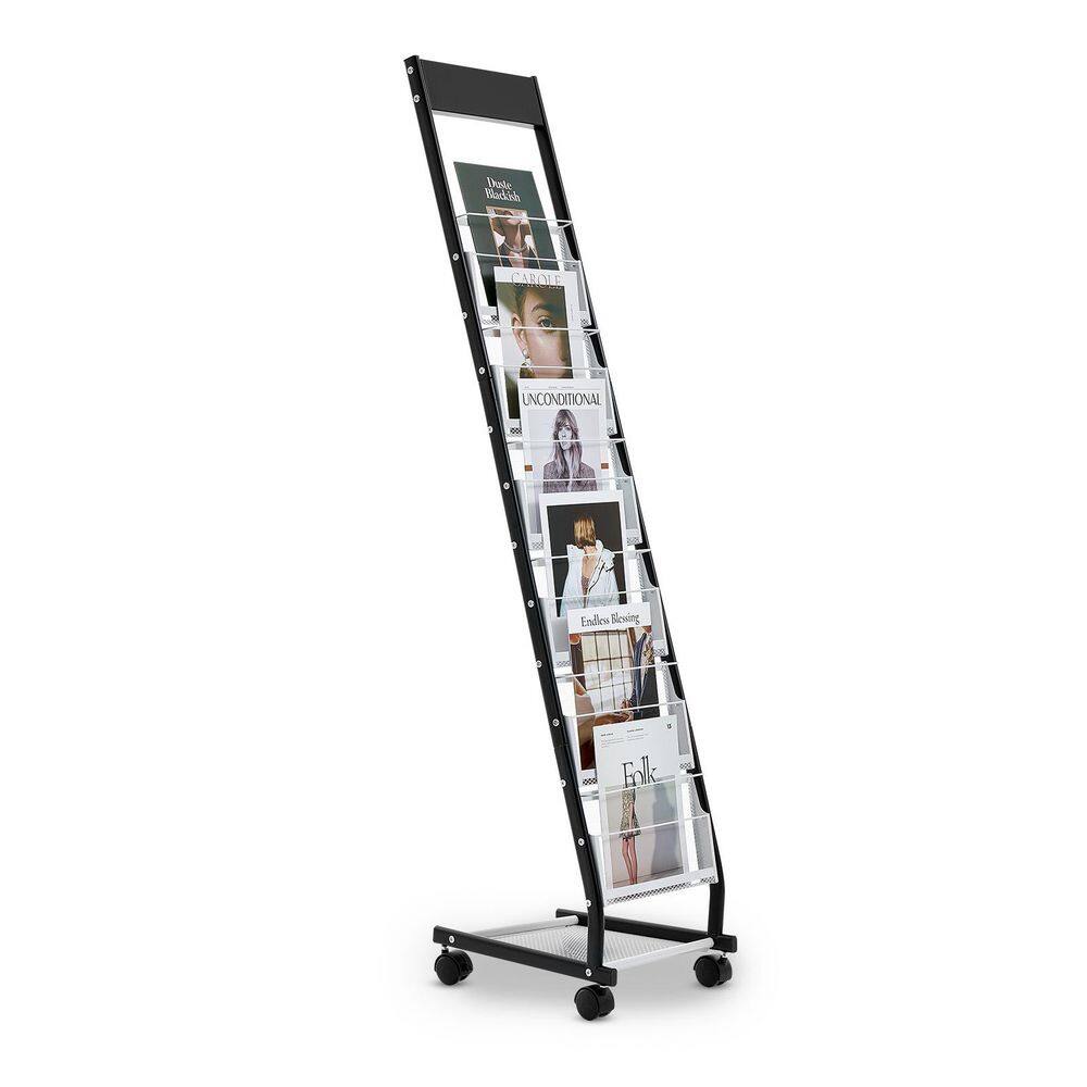 Brochure Display Rack, Narrow 6-Tier Magazine Literature Display Stand with Wheels, Metal Floor Standing Magazine Rack price history on PriceWatchPro