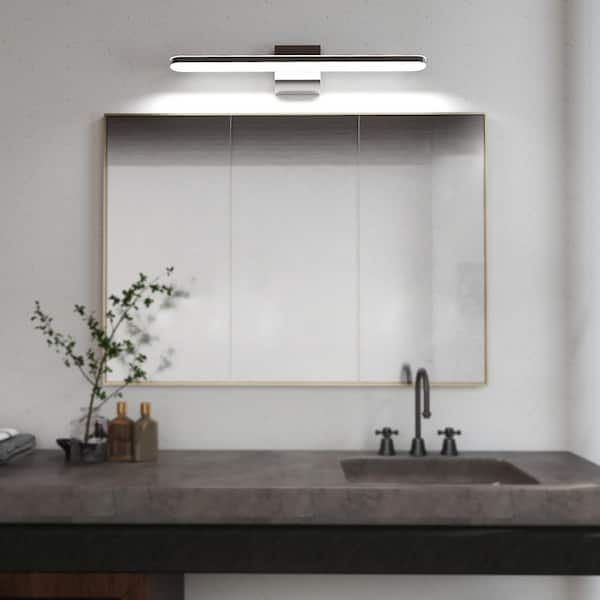 24 in. 1-Light Chrome LED Dimmable Bathroom Vanity Light Over Mirror Wall Fixture