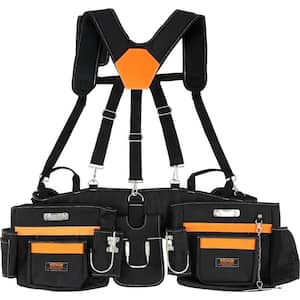 Tool Belt with Suspenders 29-Pockets 600D Polyester Heavy-Duty Carpenter Tool Pouch with 29-54 in. Adjustable Waist Size