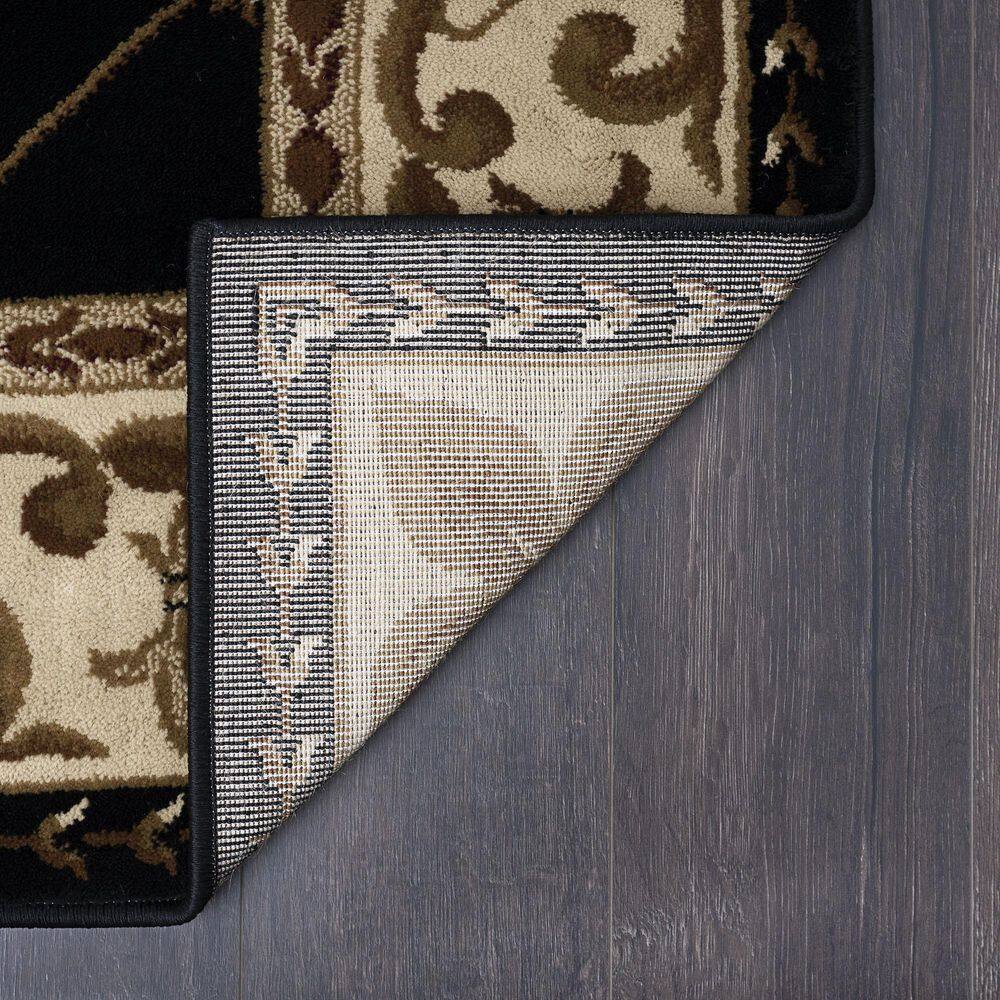 Elegant Black and Beige Polypropylene Indoor Area Rug