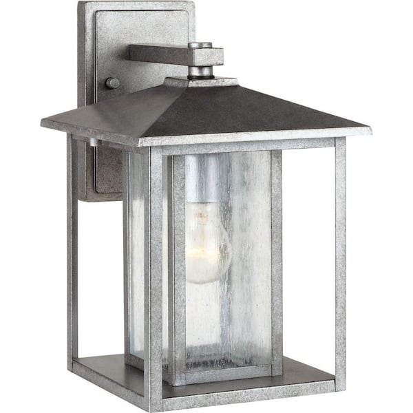 Generation Lighting Hunnington 1-Light Outdoor Weathered Pewter Wall Lantern Sconce Fixture