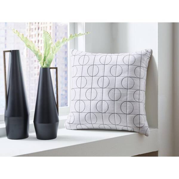 Kydner White Geometric Polyester 22 in. X 22 in. Throw Pillow, Set of 4