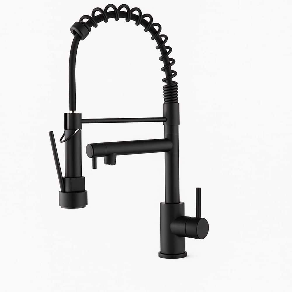 Single Handle Deck Mount Spring Pull Down Sprayer Kitchen Faucet with Pot Filler in Matte Black price history on PriceWatchPro
