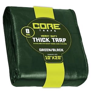 10 ft. x 20 ft. Green/Black 8 Mil Heavy Duty Polyethylene Tarp, Waterproof, UV Resistant, Rip and Tear Proof