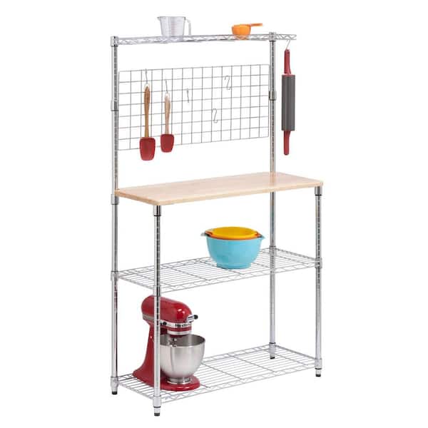 Honey-Can-Do Bakers Rack with Shelves and Hanging Storage