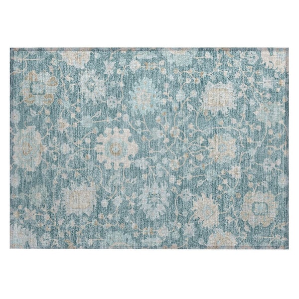 Chantille Machine Washable Indoor/Outdoor Abstract ACN2930 Teal 3 ft. x 4 ft. Area Rug