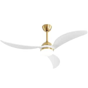 52 in. LED Indoor/Outdoor Smart Wood Gold Ceiling Fan with Light and 6-Speed Remote