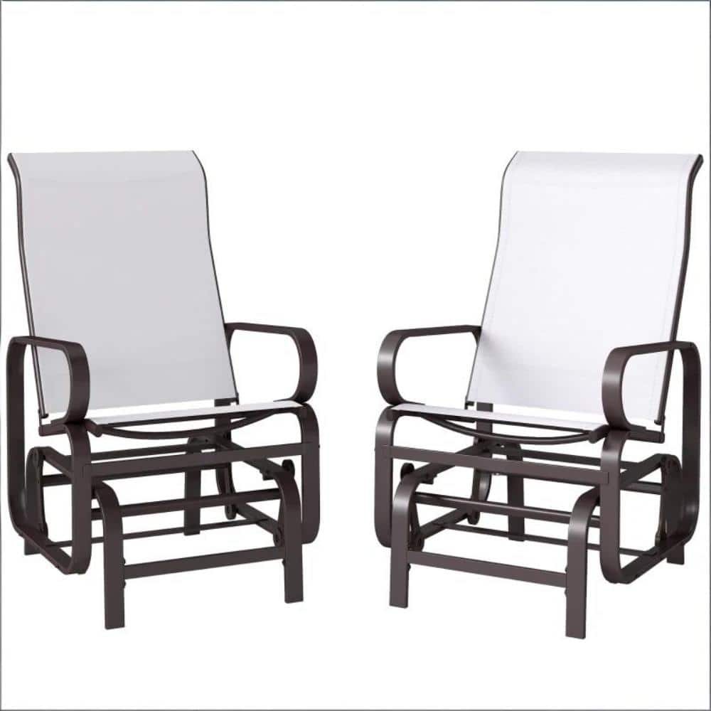 24x31x41 in. Beige High Back Gliding Rocker Chair 2-Piece Set, Mesh Steel Frame for Patio Garden price history on PriceWatchPro