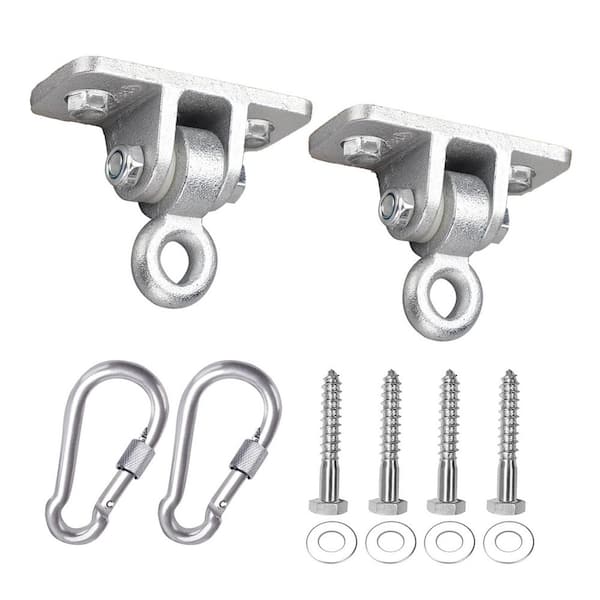 Silver Heavy Duty Swing Hangers for Wooden Sets Playground Porch Indoor Outdoor with Snap Hooks (Set of 2)