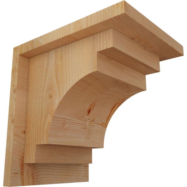 Ekena Millwork 8 in. x 10 in. x 10 in. Douglas Fir Mediterranean Rough Sawn Corbel with Backplate