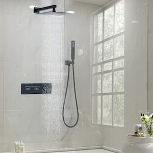 Luxury Thermostatic Single-Handle 2-Spray Patterns Shower Faucet 2.1 GPM with Anti Scald Hand Shower in Matte Black