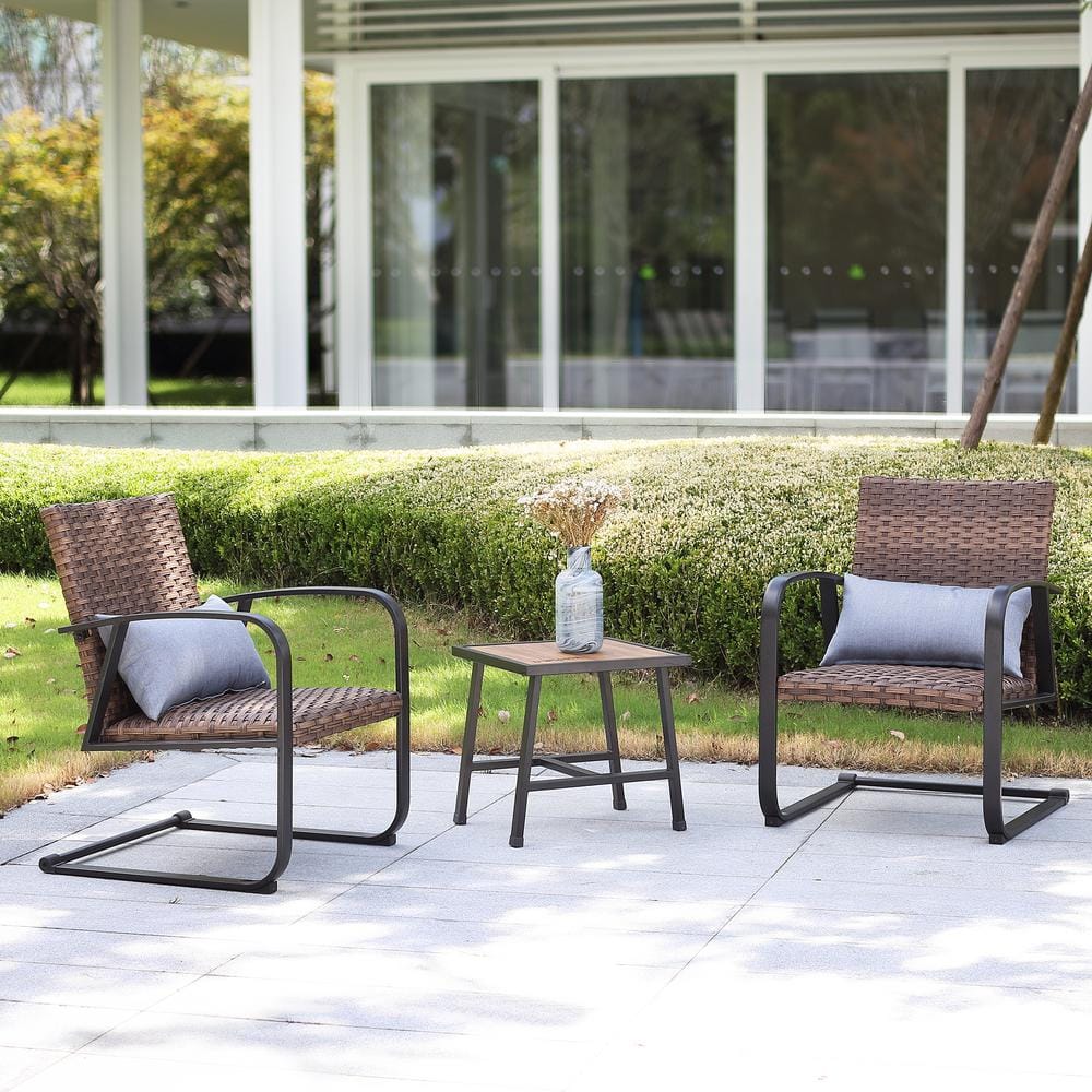 Runesay Retro 3 -Piece Wicker Outdoor Bistro Set Seating