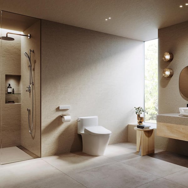 S7A Washlet Elongated Electric Heated Bidet Seat with Contemporary Lid in Cotton White