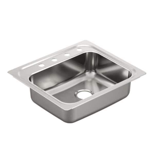 MOEN 2000 Series Drop-In Stainless Steel 25 in. 4-Hole Single Bowl Kitchen Sink