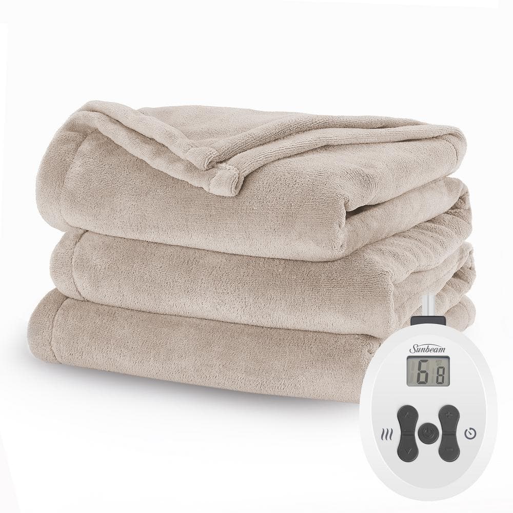 62 in. x 84 in. Nordic Premium Heated Electric Blanket, Twin Size, Stone Buff -  Sunbeam, 12546