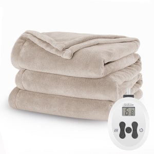 62 in. x 84 in. Nordic Premium Heated Electric Blanket, Twin Size, Stone Buff