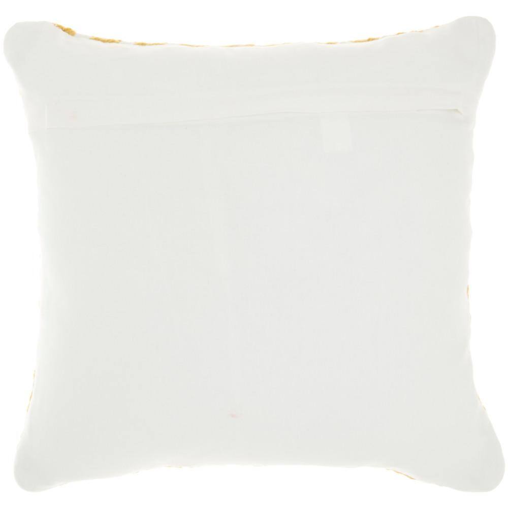 Yellow and Ivory Geometric Embroidered Outdoor Throw Pillow, 18" x 18"