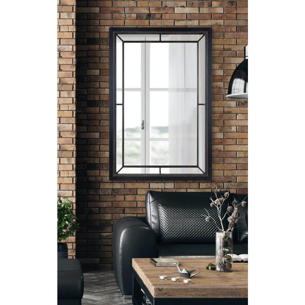 Audubon Black 40" Rectangular Wood Vanity Mirror
