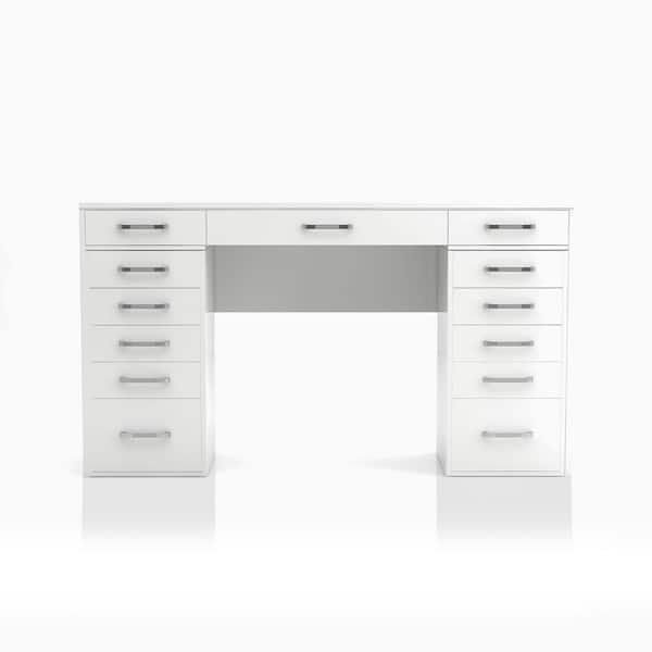 White desk with on sale drawers vanity