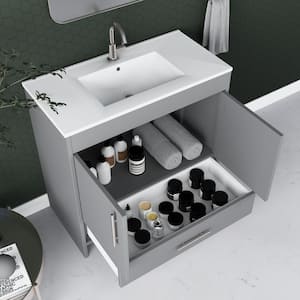 Pacific 36 in. x 18 in. D Bath Vanity in Gray with Ceramic Vanity Top in White with White Basin