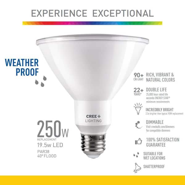 Cree 250 Watt Equivalent Par38 High, Outdoor Led Flood Light Bulbs 250 Watt Equivalent