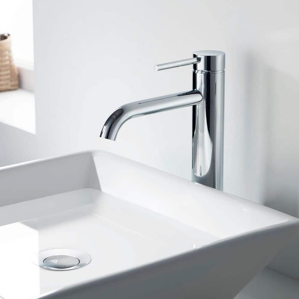 Chrome High Arc Single Handle Vessel Sink Faucet