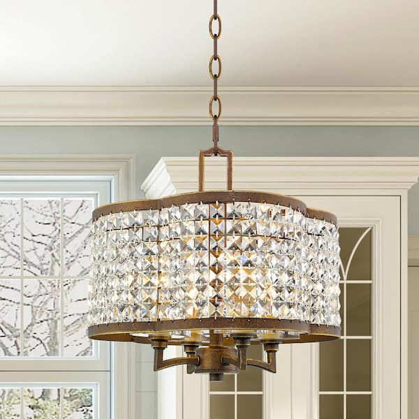 Livex Lighting Grammercy 4 Light Hand Painted Palacial Bronze Convertible Mini Chandelier/Ceiling Mount